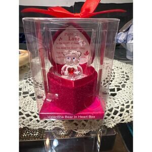Crystal Bear in Red Heart Box New